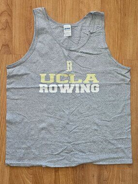 Gildan Gray 100% cotton UCLA Rowing Tank Top - men's size Large